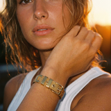 Alba Bracelet worn — substantial gold chain bracelet, waterproof and hypoallergenic
