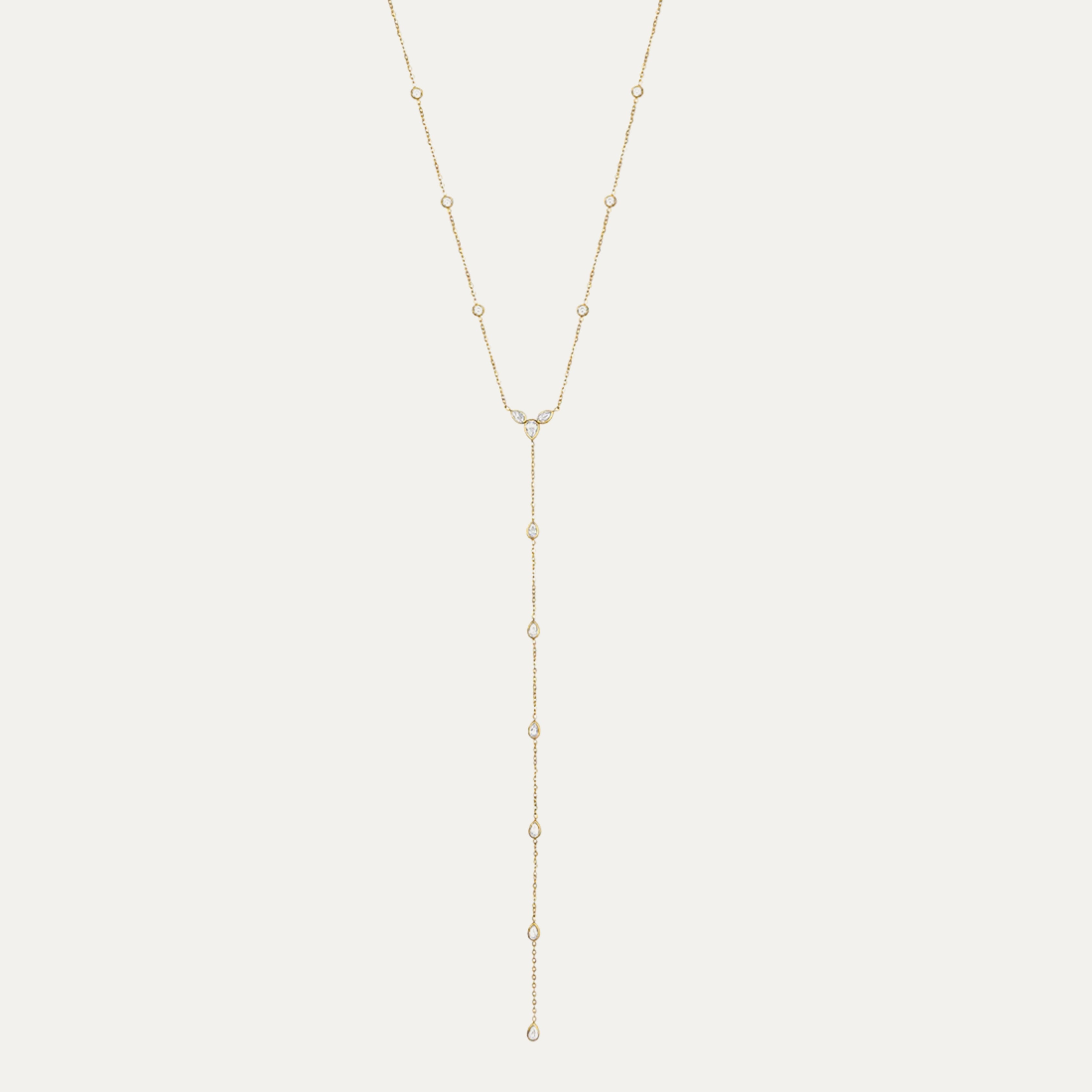 Amalfi Necklace in 18k gold-plated stainless steel — lariat drop necklace by Soleil à Deux