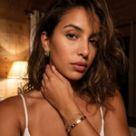 Amara Bracelet worn — bold zirconia gold cuff, waterproof and hypoallergenic
