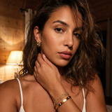Amara Bracelet worn — bold zirconia gold cuff, waterproof and hypoallergenic