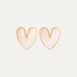 Amore Earrings in 18k gold-plated stainless steel with heart enamel by Soleil à Deux