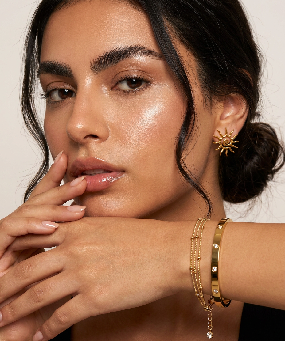 Bahia Bracelet worn — delicate gold zirconia bracelet, waterproof and hypoallergenic