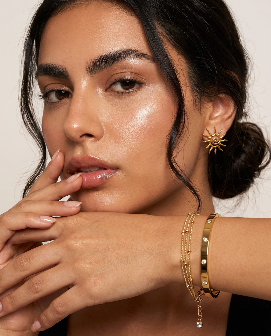 Bahia Bracelet worn — delicate gold zirconia bracelet, waterproof and hypoallergenic