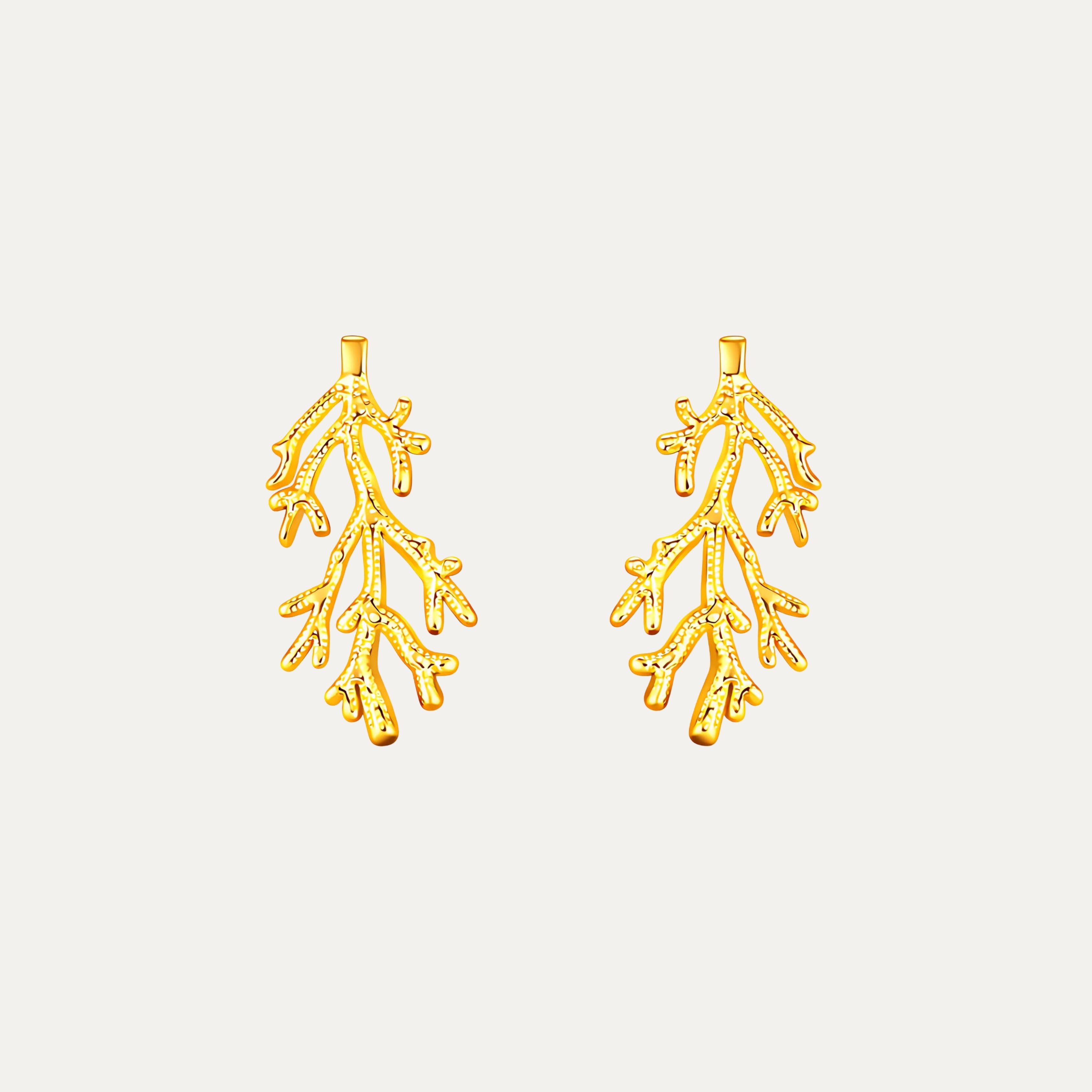 Coral Earrings in 18k gold-plated stainless steel — sculptural studs by Soleil à Deux