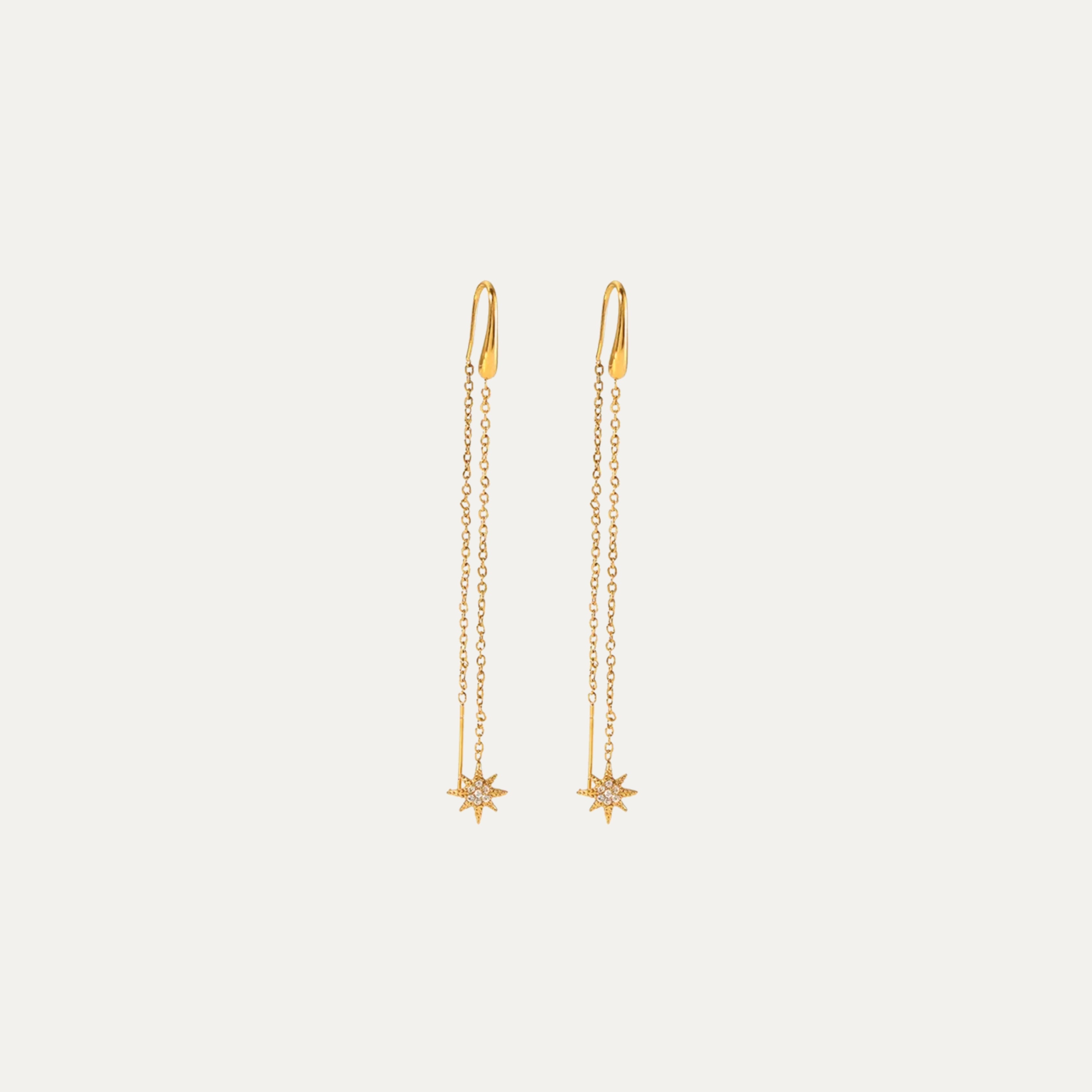 Etoile Earrings in 18k gold-plated stainless steel — star drop earrings by Soleil à Deux