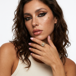 Frida Ring worn — bold artistic gold ring, waterproof and hypoallergenic