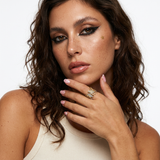 Frida Ring worn — bold artistic gold ring, waterproof and hypoallergenic