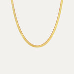 Herringbone Necklace in 18k gold-plated stainless steel — flat chain by Soleil à Deux