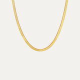 Herringbone Necklace in 18k gold-plated stainless steel — flat chain by Soleil à Deux