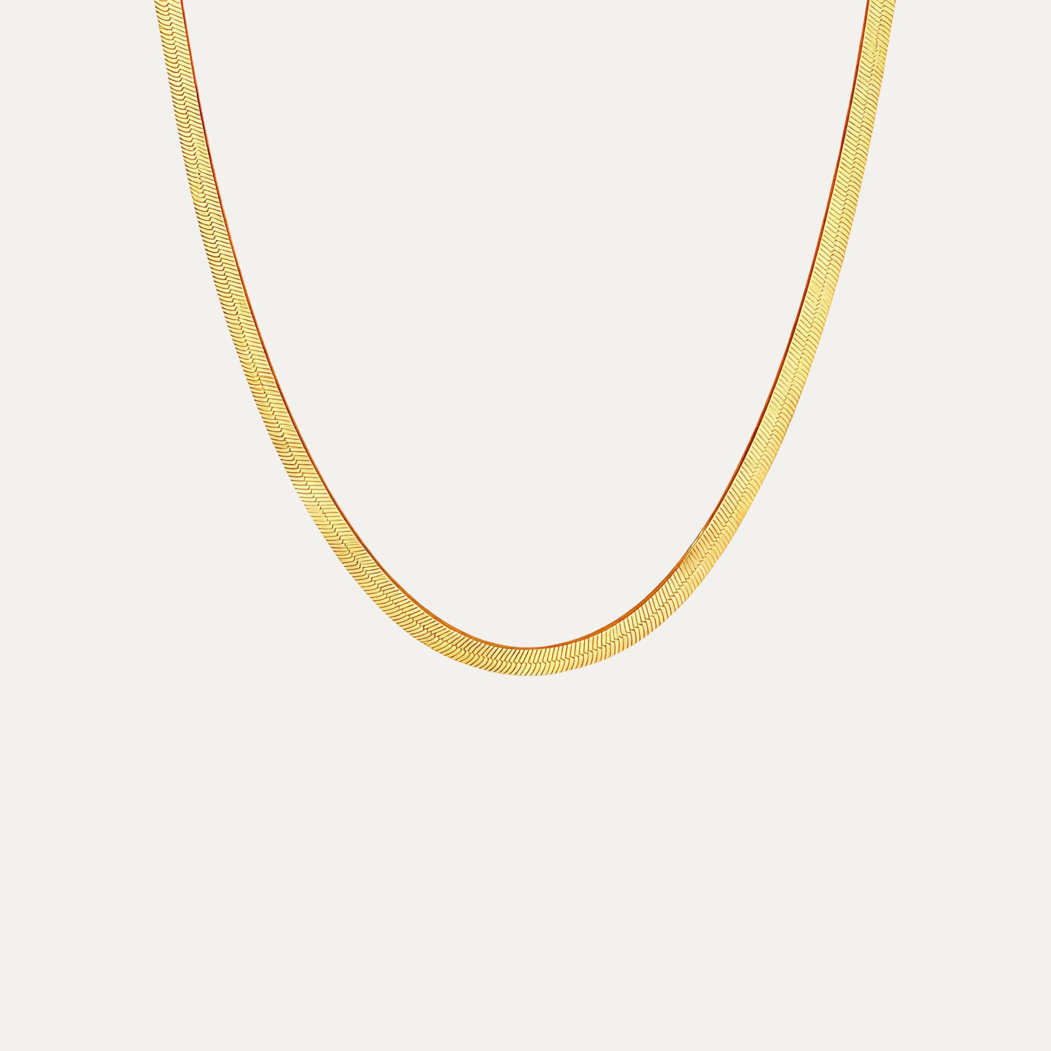 Herringbone Necklace in 18k gold-plated stainless steel — flat chain by Soleil à Deux