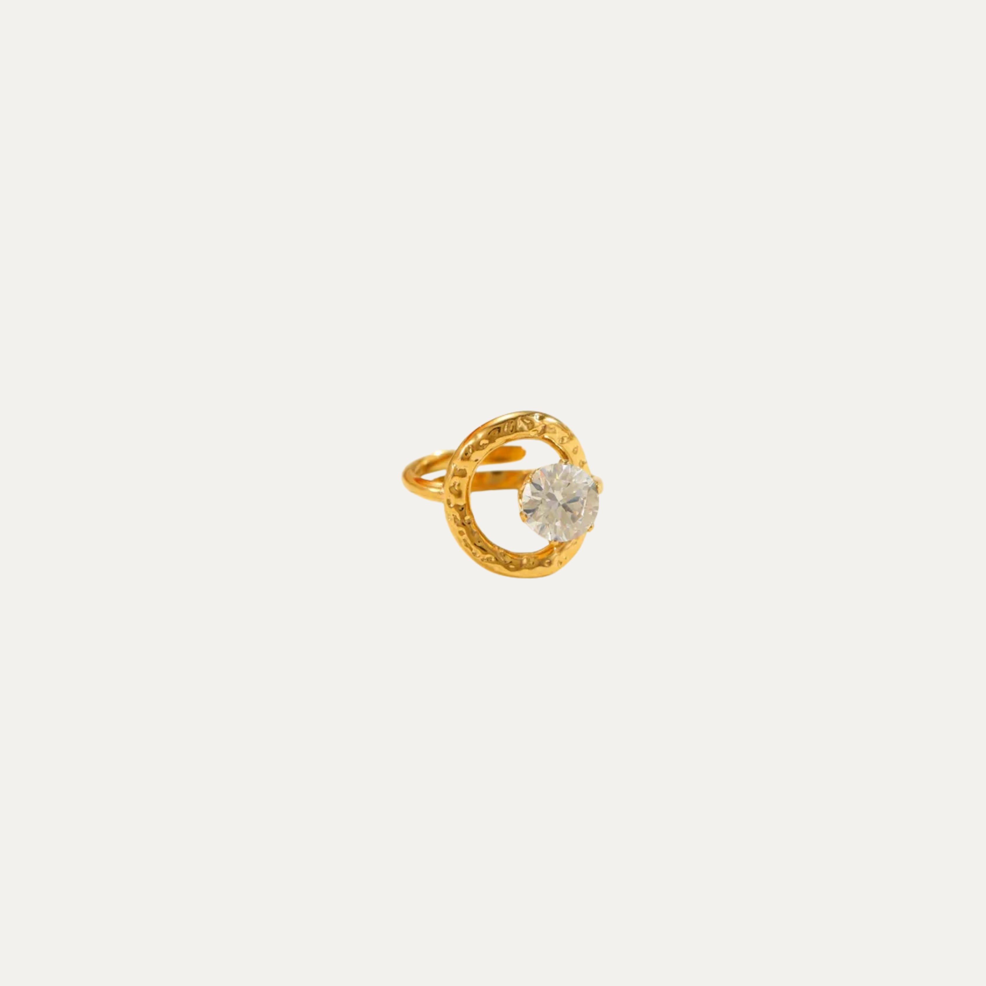 Hollywood Ring oval shape — statement zirconia gold ring, hypoallergenic