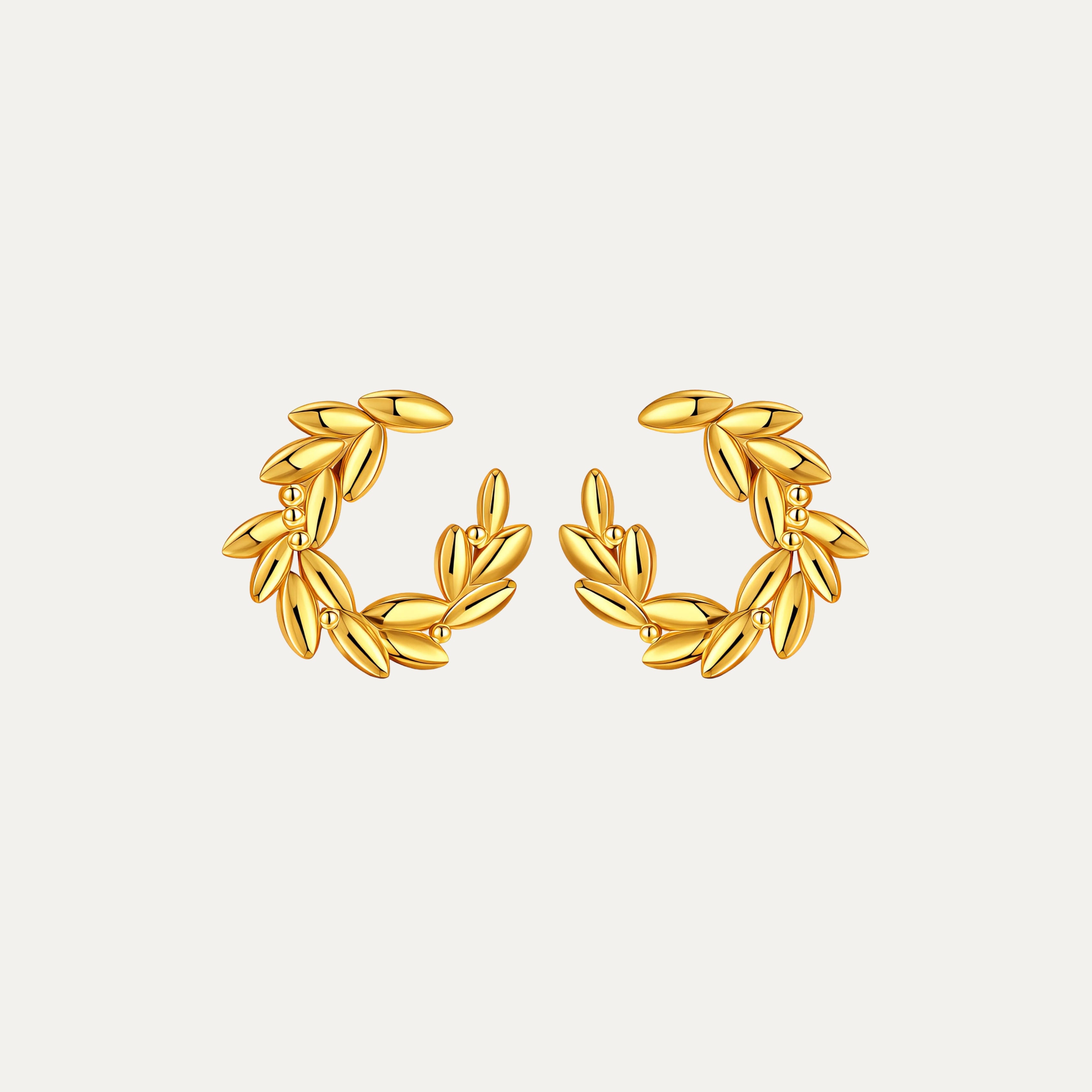 Laurel Earrings in 18k gold-plated stainless steel — laurel wreath studs by Soleil à Deux