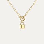 Locket Necklace in 18k gold-plated stainless steel with floral pendant by Soleil à Deux