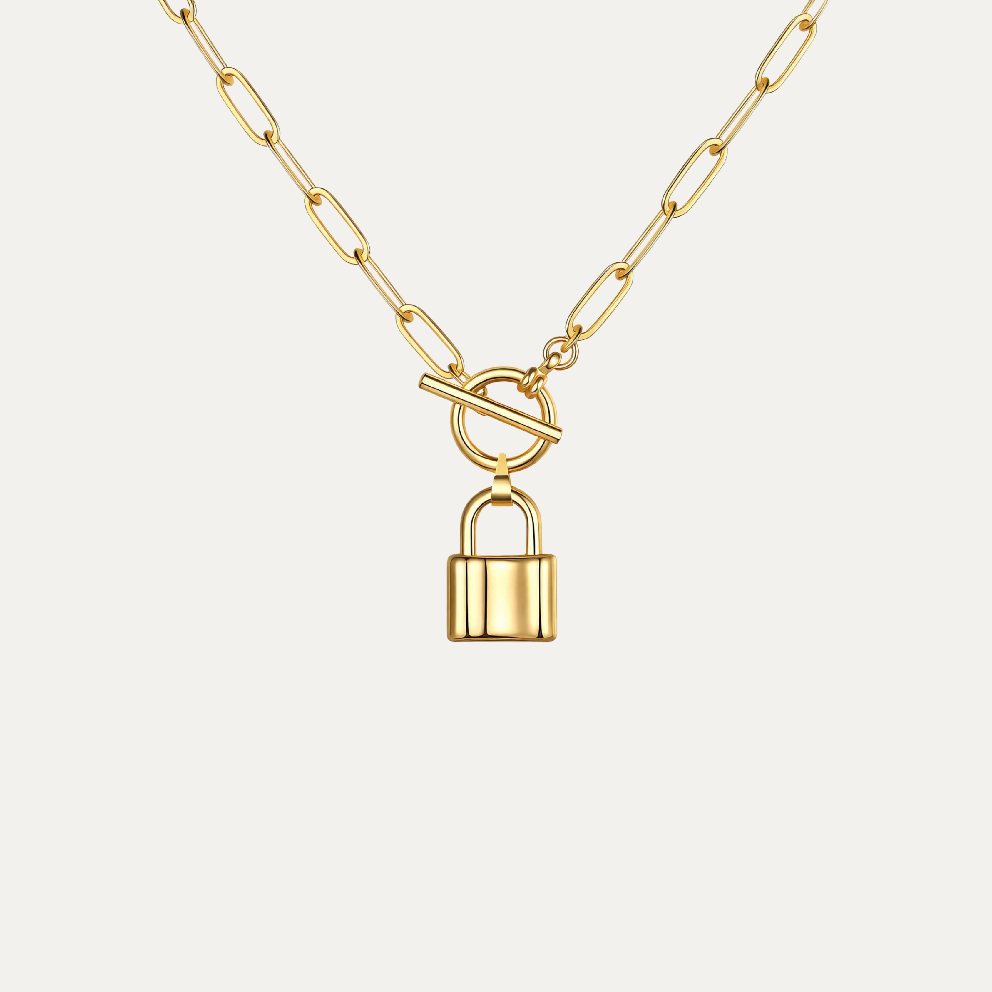 Locket Necklace in 18k gold-plated stainless steel with floral pendant by Soleil à Deux