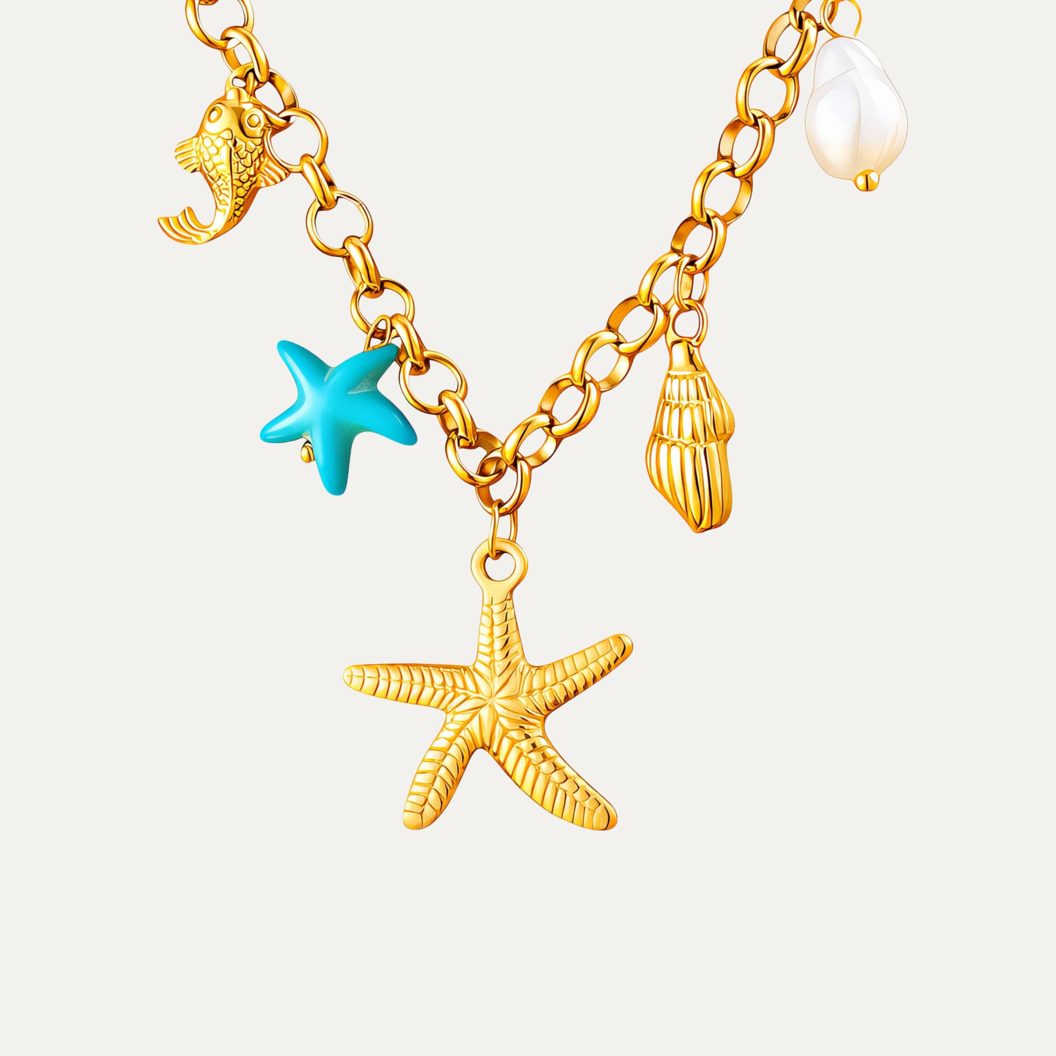Mykonos Necklace in 18k gold-plated stainless steel — Mediterranean chain by Soleil à Deux