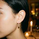 Naomi Earrings worn — graceful pearl drop earrings, waterproof and hypoallergenic