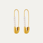 Naomi Earrings in 18k gold-plated stainless steel with pearl drop by Soleil à Deux