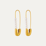 Naomi Earrings in 18k gold-plated stainless steel with pearl drop by Soleil à Deux