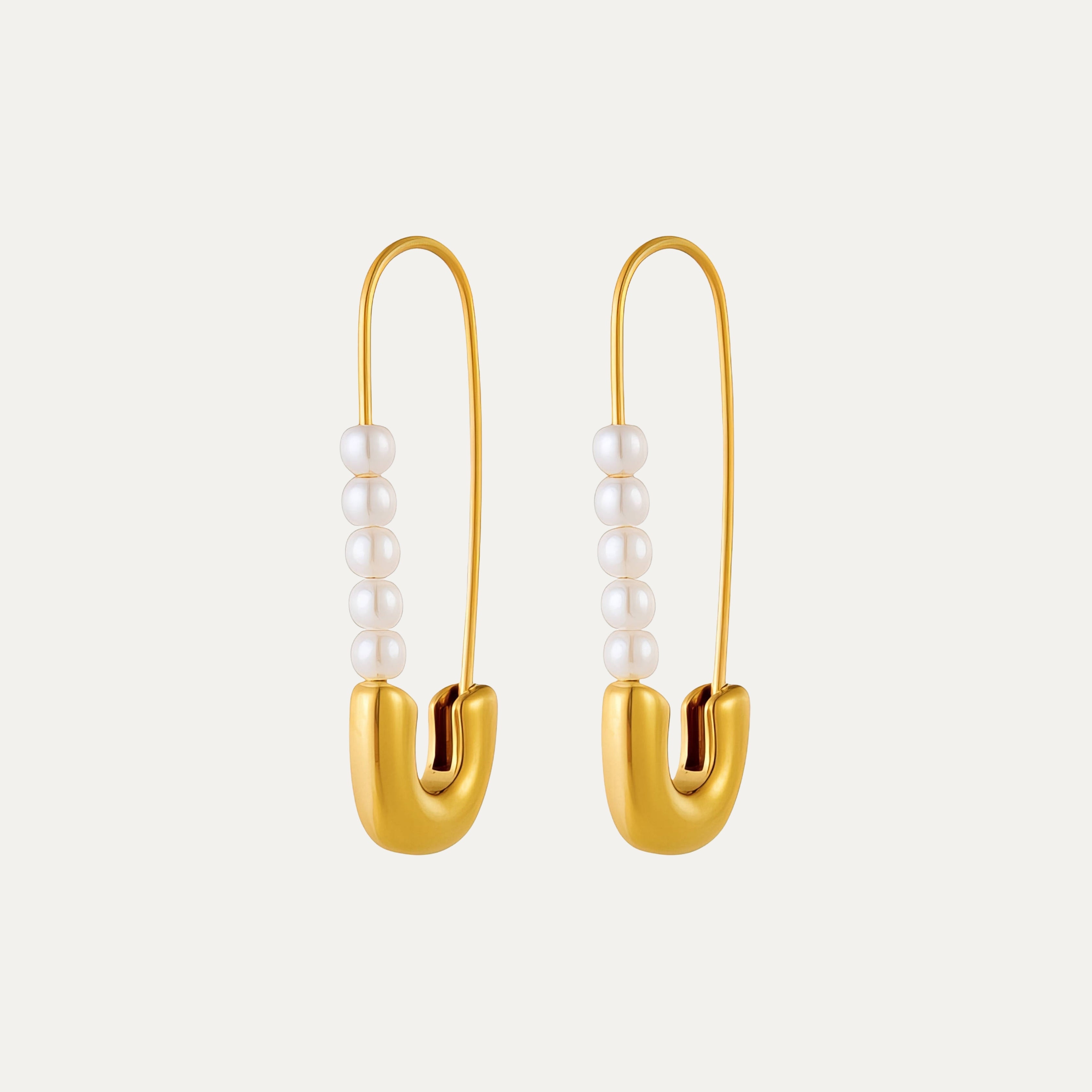 Naomi Earrings in 18k gold-plated stainless steel with pearl drop by Soleil à Deux