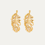 Palma Earrings in 18k gold-plated stainless steel — palm leaf statement studs by Soleil à Deux