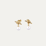 Perla Earrings in 18k gold-plated stainless steel with pearl drop by Soleil à Deux