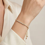 Riviera Bracelet close-up — sparkling zirconia gold tennis bracelet by Soleil à Deux