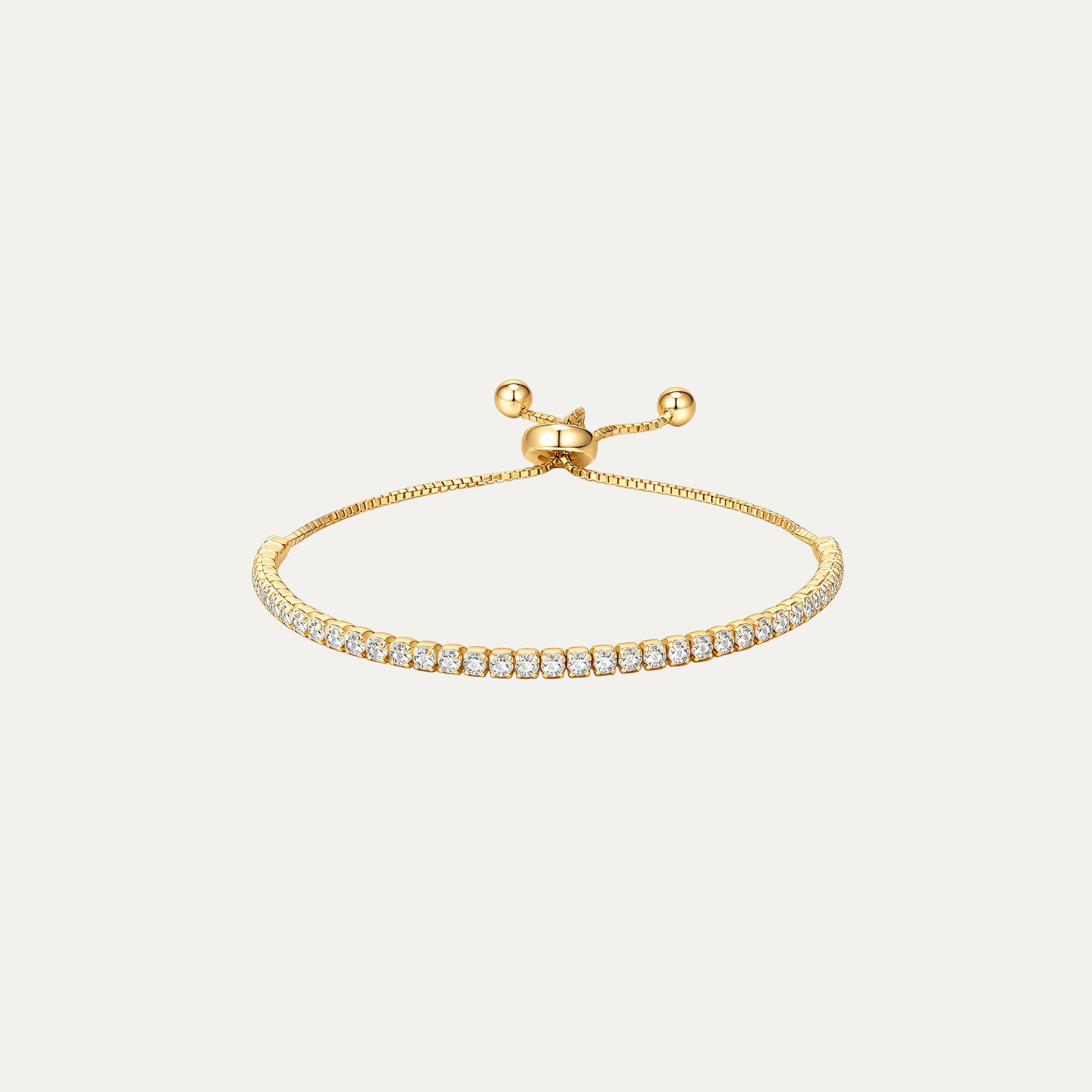 Riviera Bracelet in 18k gold-plated stainless steel with cubic zirconia — tennis bracelet by Soleil à Deux
