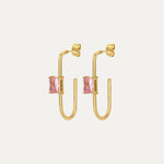 Rosalia Earrings in 18k gold-plated stainless steel with pink cubic zirconia by Soleil à Deux
