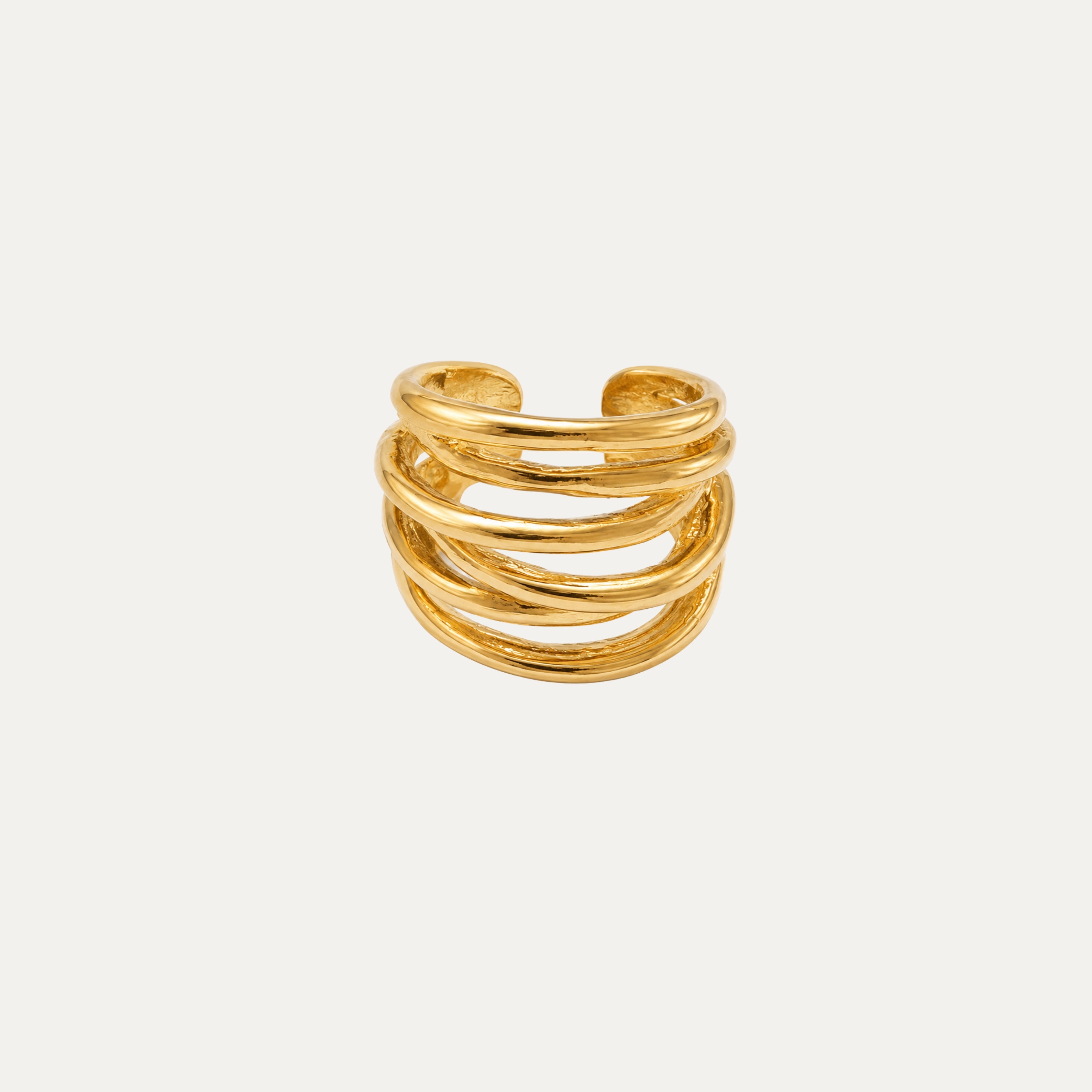 Sardinia Ring in 18k gold-plated stainless steel — chunky irregular ring by Soleil à Deux