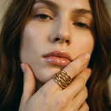 Sardinia Ring worn — sculptural chunky gold ring, waterproof and hypoallergenic