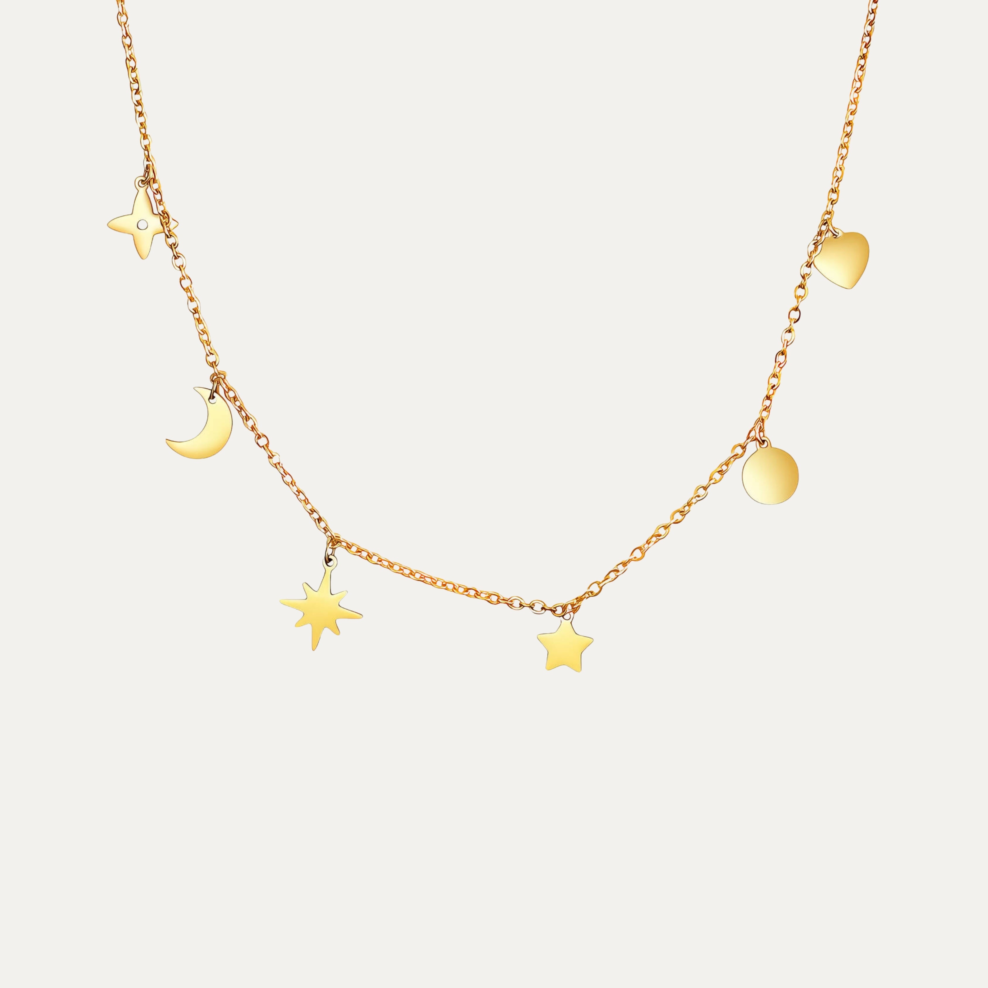 Selene Necklace in 18k gold-plated stainless steel — long chain by Soleil à Deux