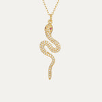 Snake Necklace in 18k gold-plated stainless steel with cubic zirconia pendant by Soleil à Deux