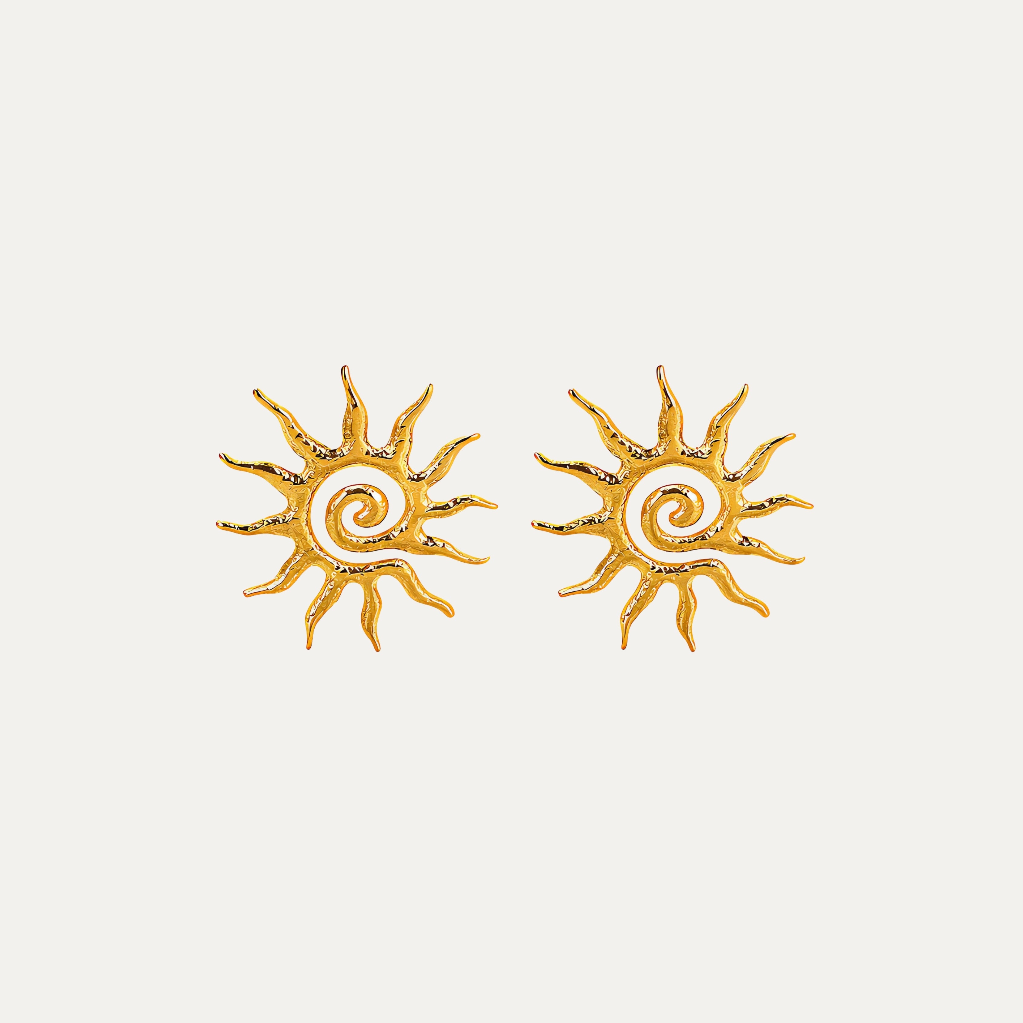 Solea Earrings in 18k gold-plated stainless steel — sun-inspired studs by Soleil à Deux