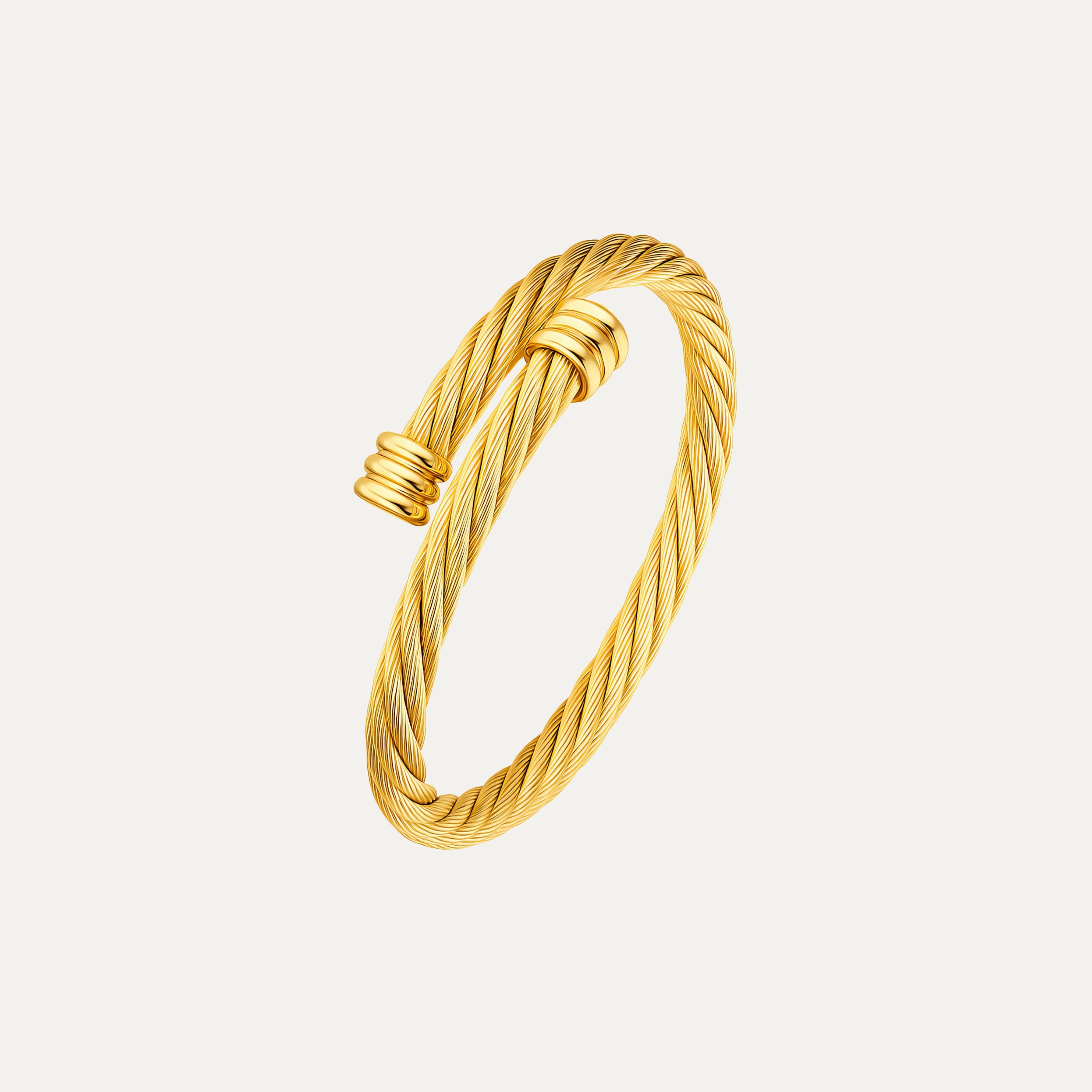 Torino Bracelet in 18k gold-plated stainless steel — polished bangle by Soleil à Deux
