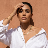Tulum Bracelet worn — layered gold bracelet, waterproof for sea and pool
