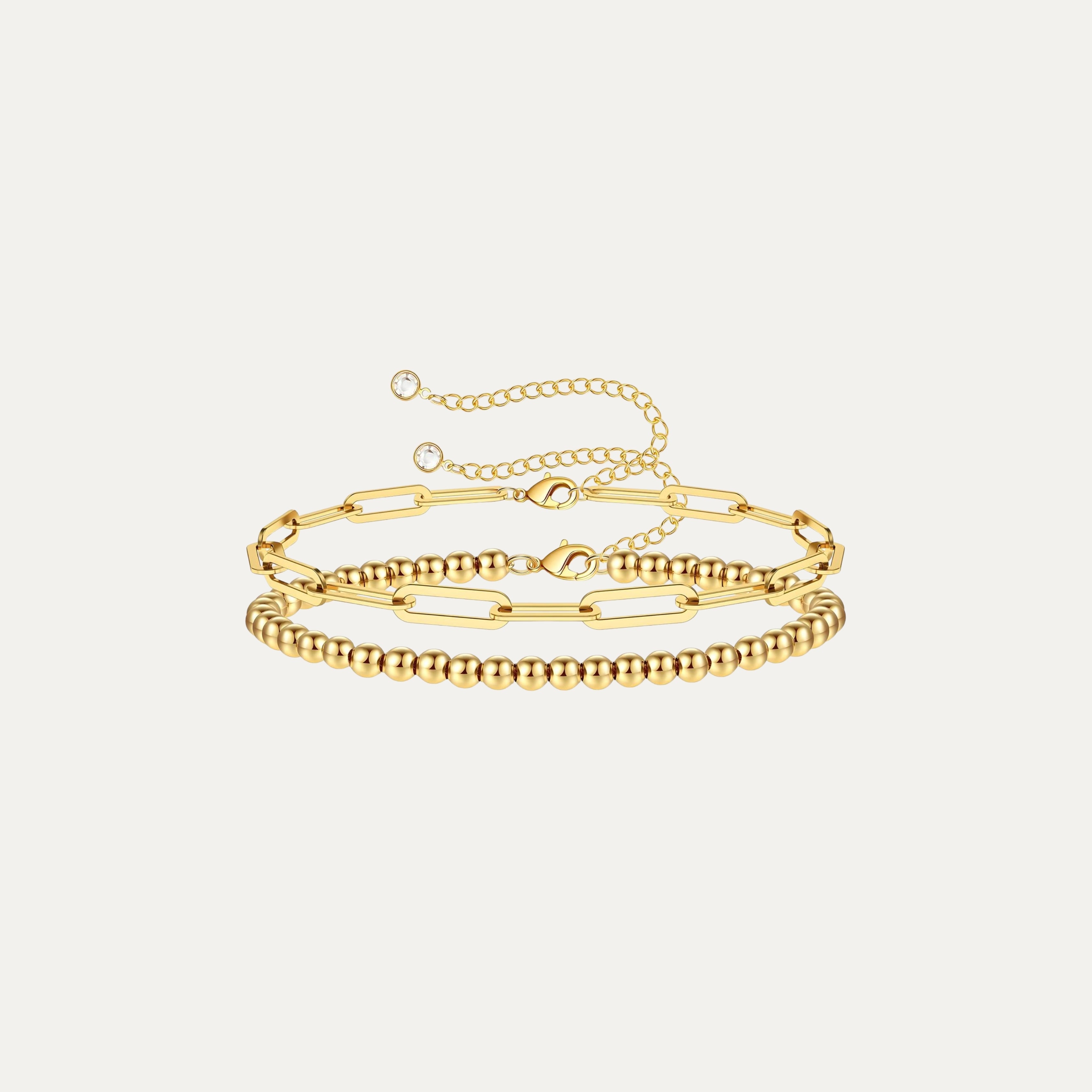 Tulum Double Bracelet in 18k gold-plated stainless steel by Soleil à Deux