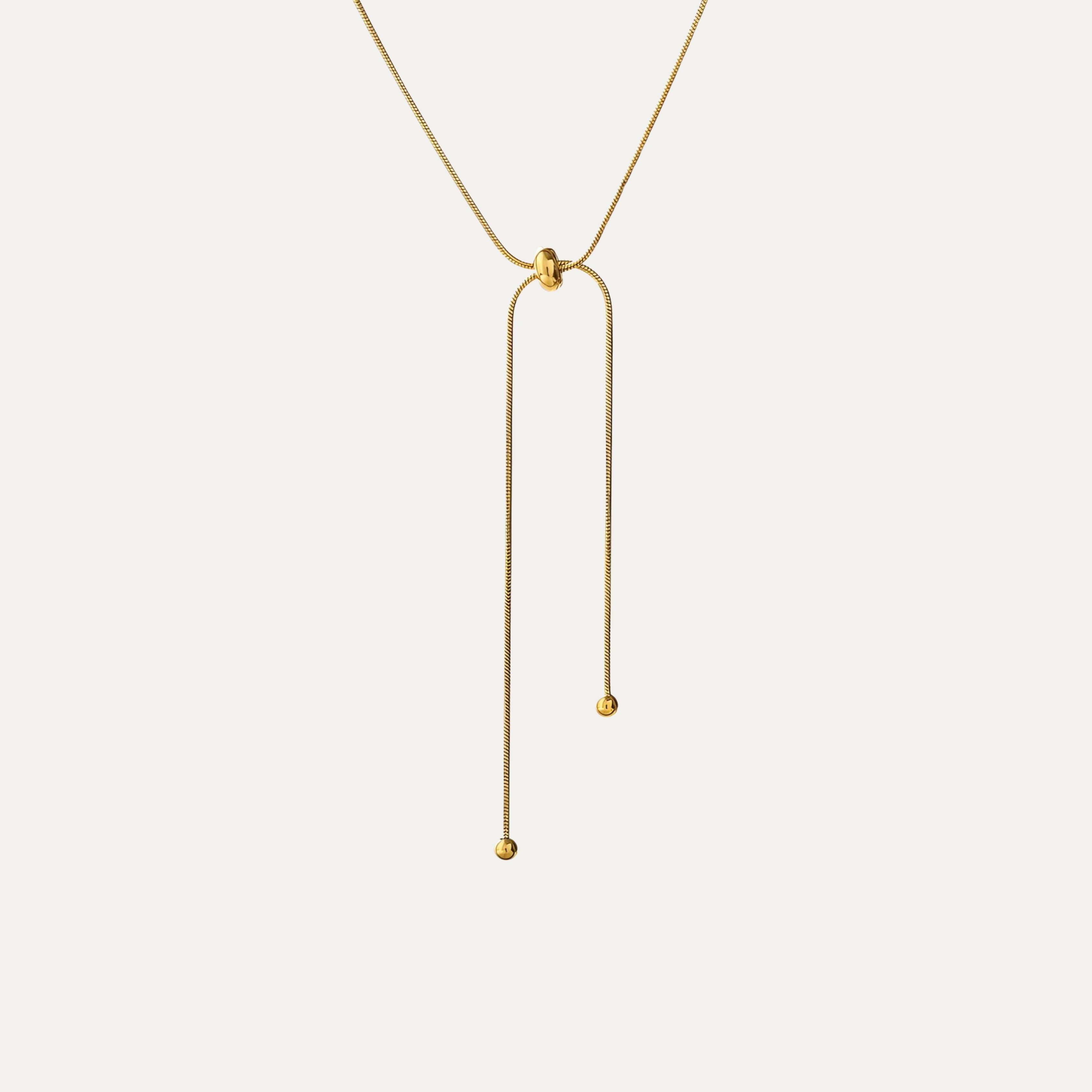 Venus Necklace in 18k gold-plated stainless steel — adjustable bolo chain by Soleil à Deux