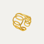 Vortex Ring in 18k gold-plated stainless steel — sculpted spiral ring by Soleil à Deux