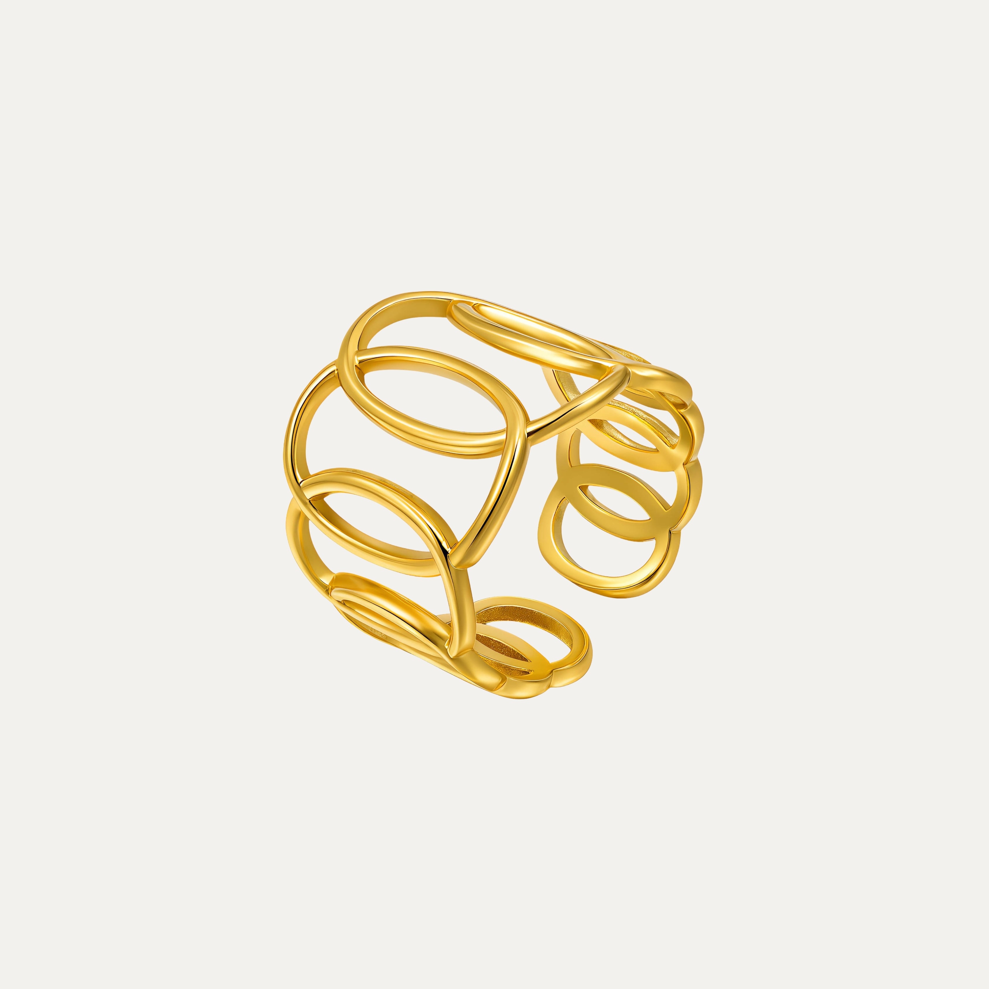 Vortex Ring in 18k gold-plated stainless steel — sculpted spiral ring by Soleil à Deux